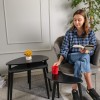Siyah Doğal Ahşap Zigon Sehpa 3'lü Set, Modern Masif Yan Sehpa Yeni Nesil Dekor Siyah Doğal Ahşap Zigon Sehpa 3'lü Set, Modern Masif Yan Sehpa Yeni Nesil Dekor