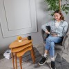 Meşe Doğal Ahşap Zigon Sehpa 3'lü Set, Modern Masif Yan Sehpa Yeni Nesil Dekor Meşe Doğal Ahşap Zigon Sehpa 3'lü Set, Modern Masif Yan Sehpa Yeni Nesil Dekor