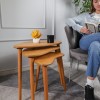 Meşe Doğal Ahşap Zigon Sehpa 3'lü Set, Modern Masif Yan Sehpa Yeni Nesil Dekor Meşe Doğal Ahşap Zigon Sehpa 3'lü Set, Modern Masif Yan Sehpa Yeni Nesil Dekor
