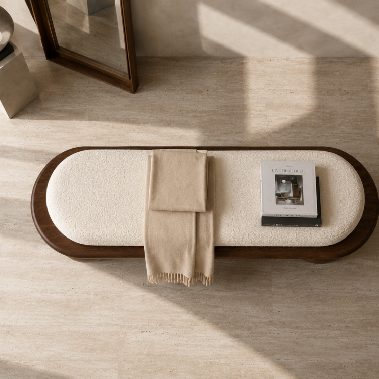 Masif Kayın Ağacı Bench Puf 150 cm – Döşemeli Top Ayaklı Antre ve Yatak Odası Oturma Bankı Masif Kayın Ağacı Bench Puf 150 cm – Döşemeli Top Ayaklı Antre ve Yatak Odası Oturma Bankı