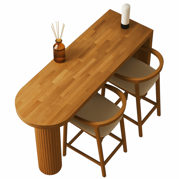 Modern Tasarım Kayın Bar Masası – Flüt Desenli Özel Ayak Doğal Kayın Bar Masası – El Yapımı Natural Modern Tasarım Kayın Bar Masası – Flüt Desenli Özel Ayak Doğal Kayın Bar Masası – El Yapımı Natural