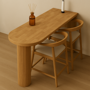 Modern Tasarım Kayın Bar Masası – Flüt Desenli Özel Ayak Doğal Kayın Bar Masası – El Yapımı Natural Modern Tasarım Kayın Bar Masası – Flüt Desenli Özel Ayak Doğal Kayın Bar Masası – El Yapımı Natural